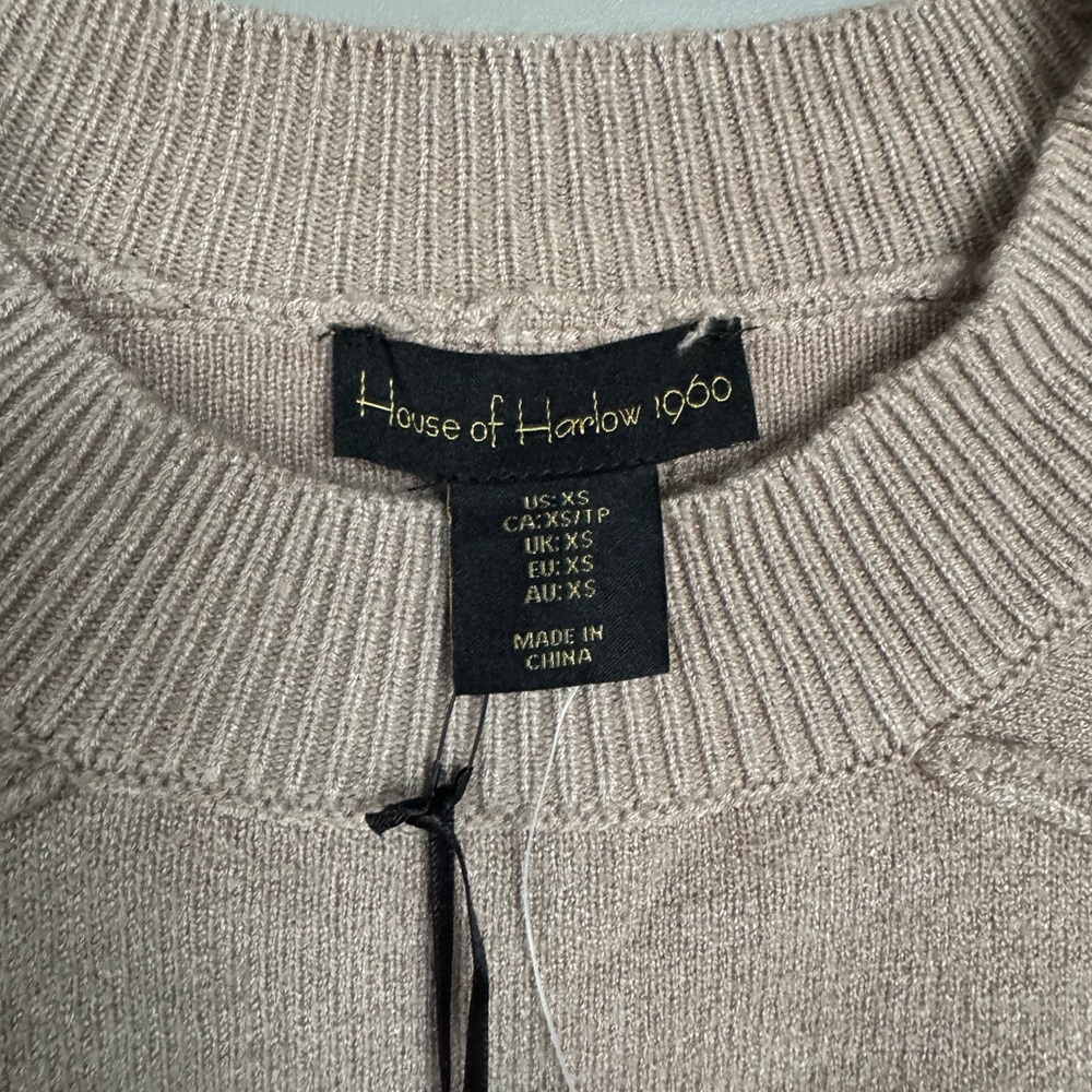 NWT House of Harlow 1960 Tan and Black Striped Sweater - Picture 5 of 7
